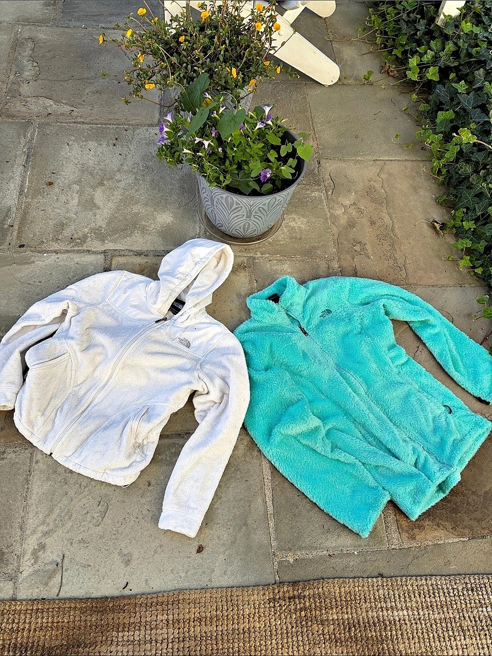 The North Face Osito Hooded Fleece Jacket Set White & Turquoise M